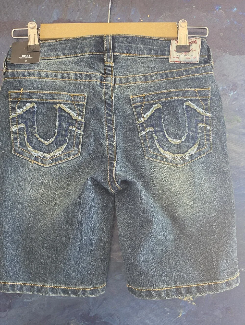 True Religion Boy's Dark Blue Ricky Distressed Denim Shorts